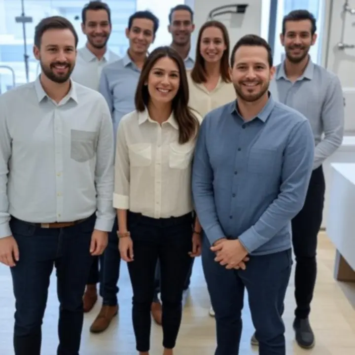 Zespół RuraFix w nowoczesnym showroomie z ekspozycją armatury